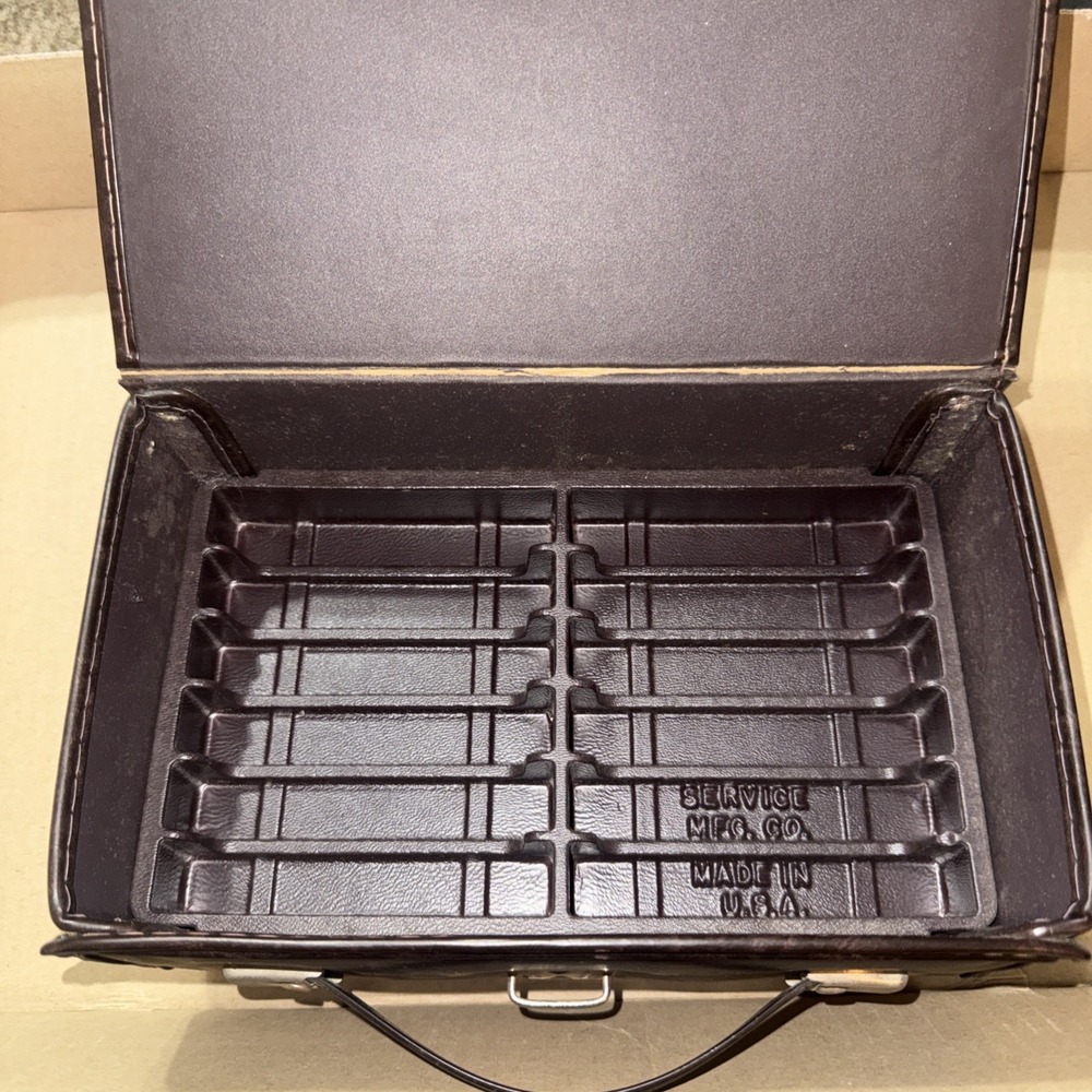 Vintage Audio Cassette Storage Carrying Case Holds 12 Brown Vinyl Tears Read